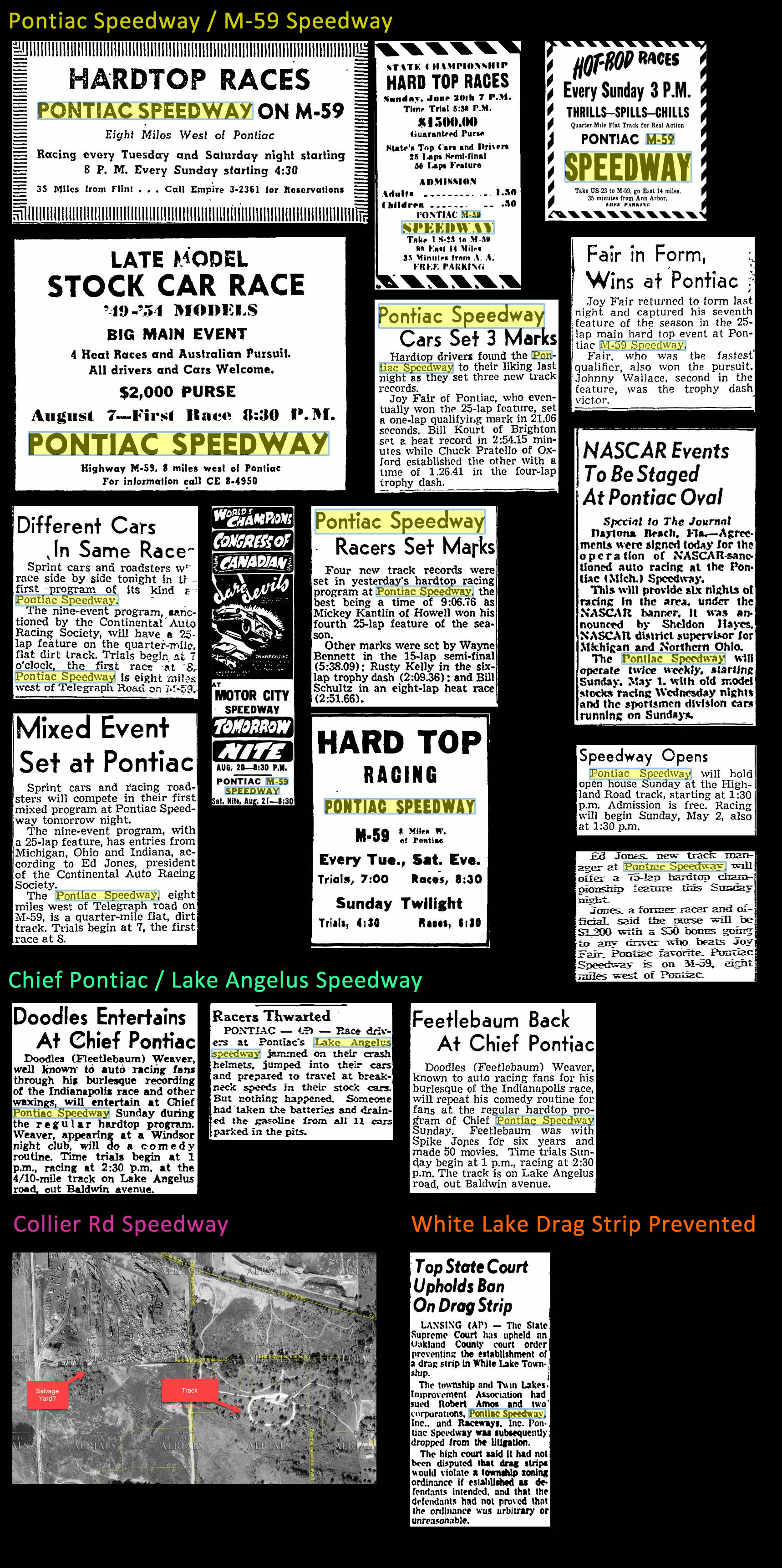 Pontiac Speedway (M-59 Speedway) - 1953-1955 Ads For Oak County Speedways